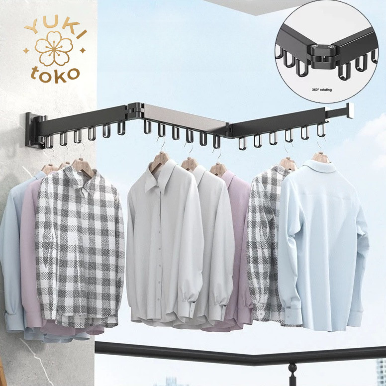 Jemuran Dinding Lipat Jemuran Aluminium Jemuran Baju Dinding 3STEP 120CM Jemuran Lipat Serbaguna Gan