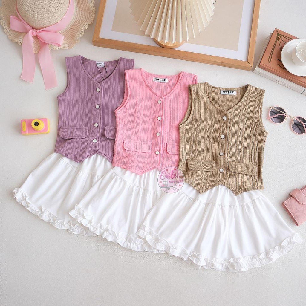 (READY STOK) Owlet - Mikayla One set / setelan rok anak perempuan / setelan rok ballon / setelan ves