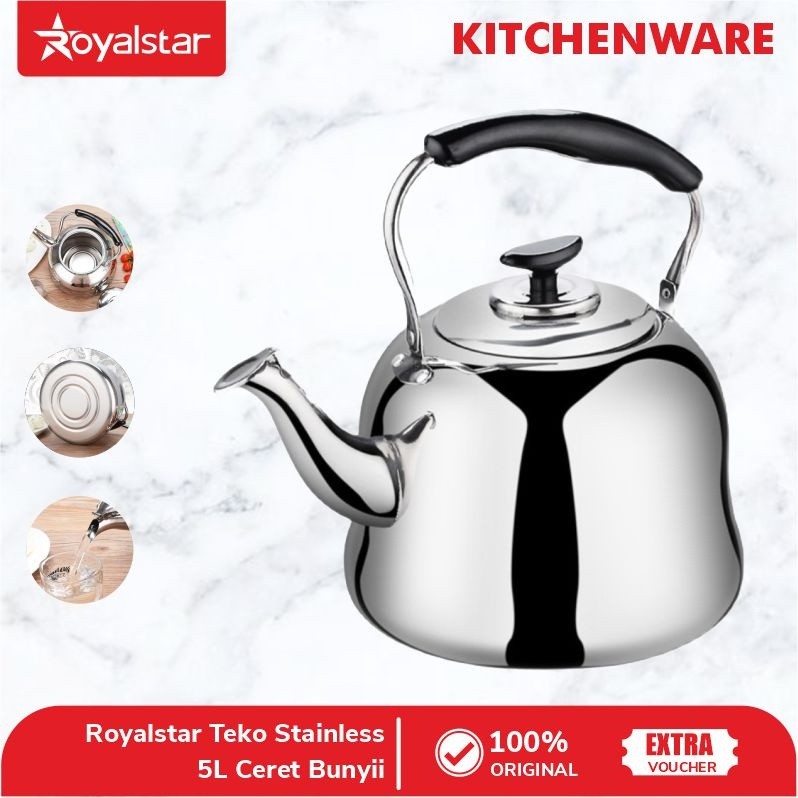 Royalstar Ceret Teko Stainless Ceret Bunyi Siul Anti Karat Ceret Bunyi Untuk Masak Air Whistling Ket