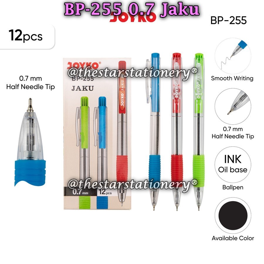 

(1 Biji) Bolpen Joyko BP-255 Jaku 0.7 mm Ball Pen / Pulpen Pena Joyko BP255 (1 Biji)