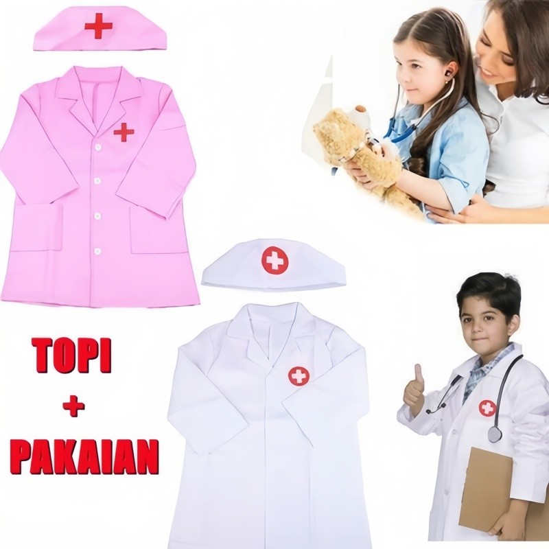 Dokteran / Baju Medical Dokter / Baju Dokter Untuk Anak-Anak/kostum dokter baju bedah anak baju prof