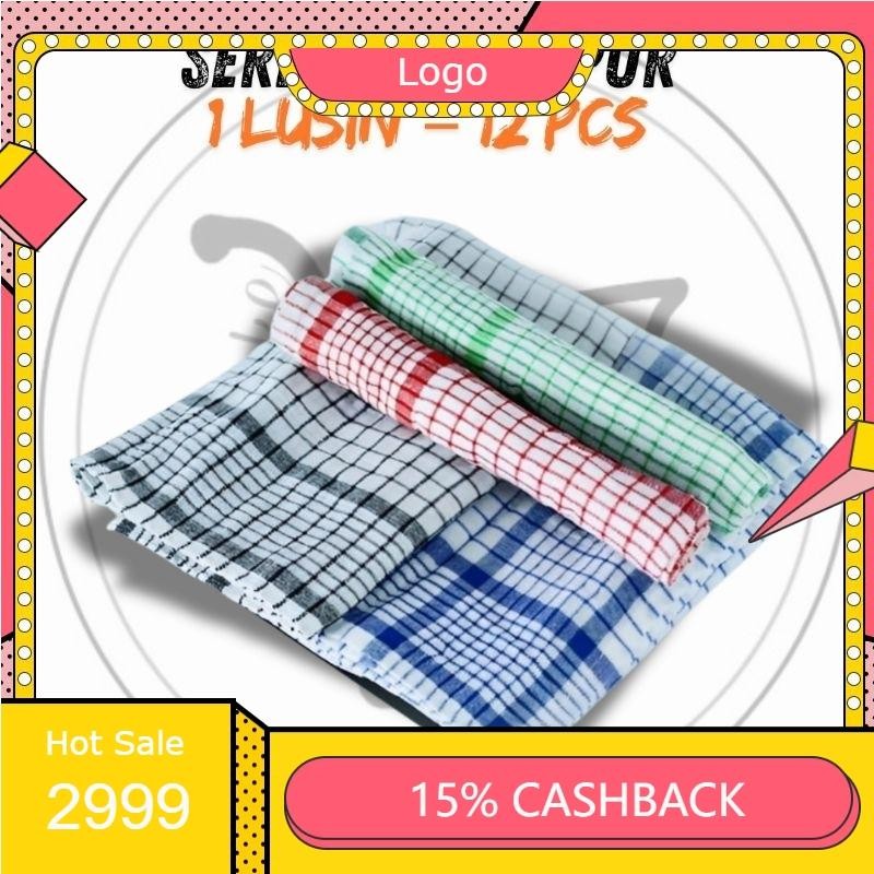 1 LUSIN SERBET KAIN LAP PIRING MURAH LAP TANGAN ISI 1 LUSIN=12PCS SATU LUSIN SERBET WARNA GOOD QUALI