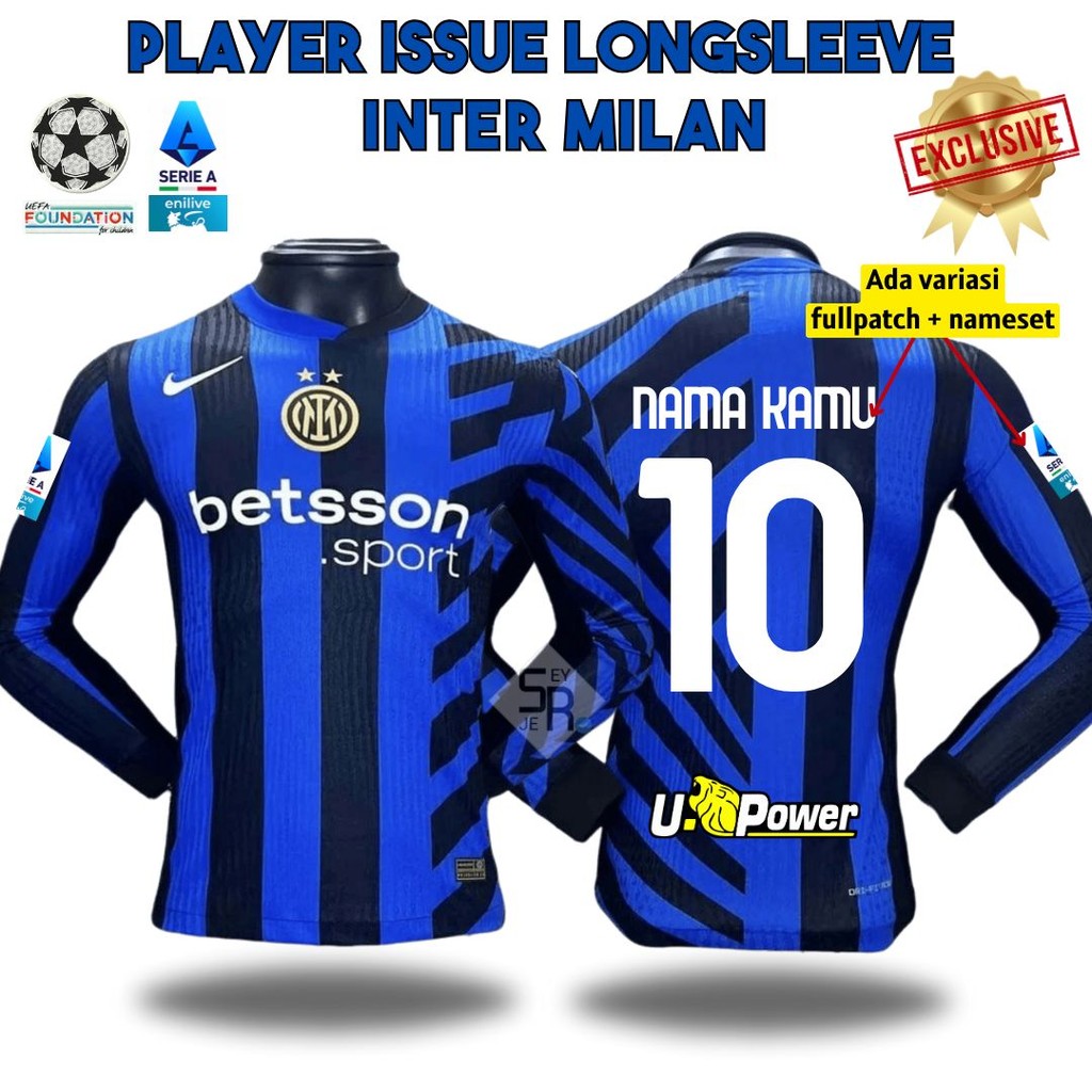 Jersey Inter Milan Lengan Panjang Player Issue 2024 2025 Home Long Sleeve Longsleeve LS Sr Srjersey