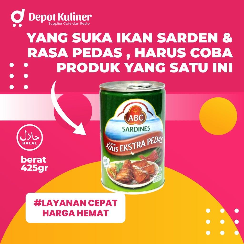 

SARDINES ABC 425GR EXTRA PEDAS KALENG DEPOT KULINER