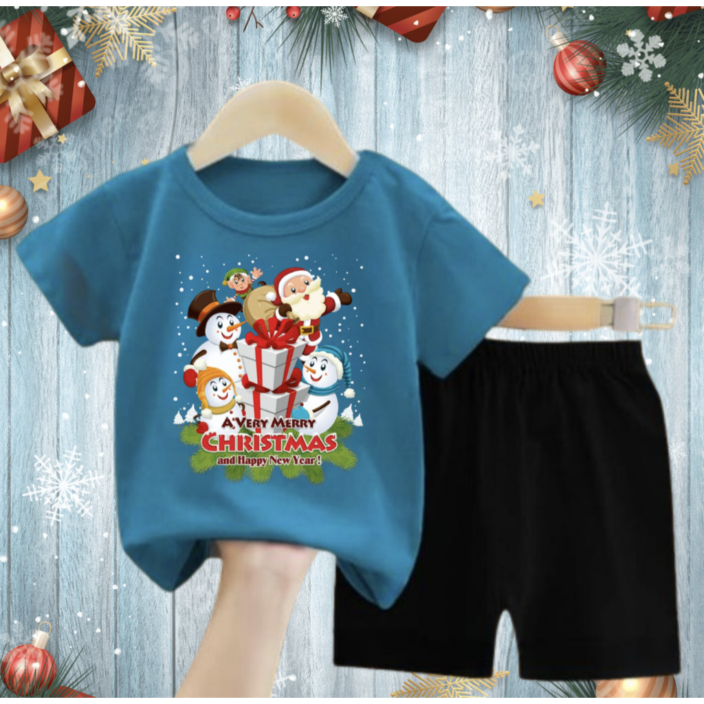 Baju Setelan Anak / Setelan Natal Motif KADO NATAL ( 2-10 Tahun ) untuk Anak Laki-laki dan Perempuan