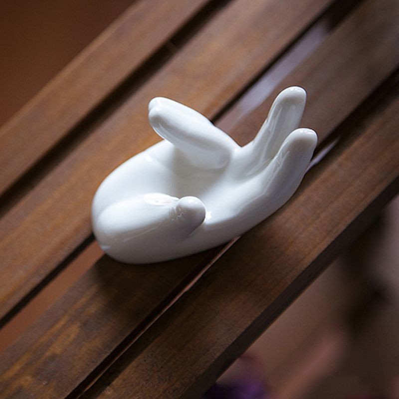 Ocarina Display Holder Ocarina Ceramic Hand Stand, White Ceramic Ocarina Support Display Hand Stand 