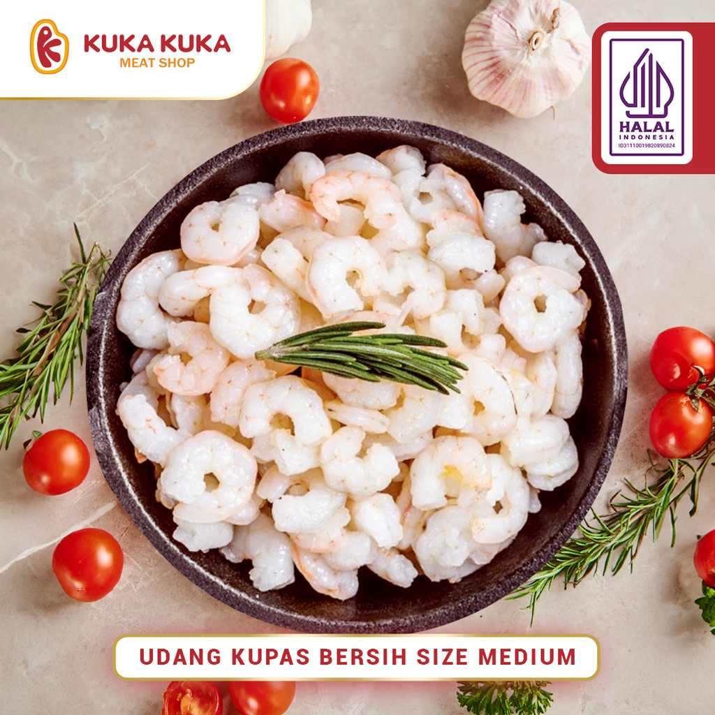 

Udang Kupas Bersih size Medium Frozen Segar Beku - 500gram
