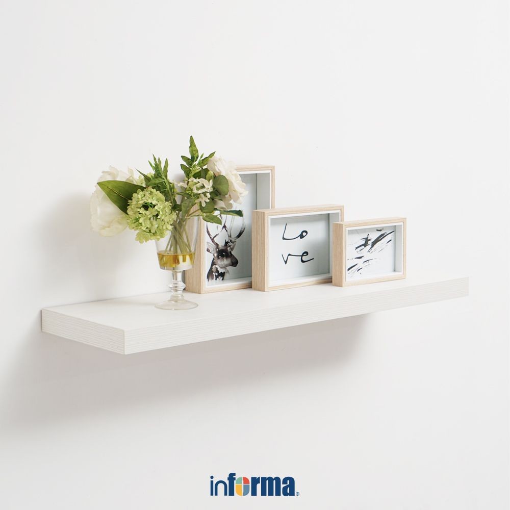 Informa Rak Dinding Motif Kayu L80 - Putih Decorative Wall Shelf Rak Tembok Serbaguna Ambalan Dindin