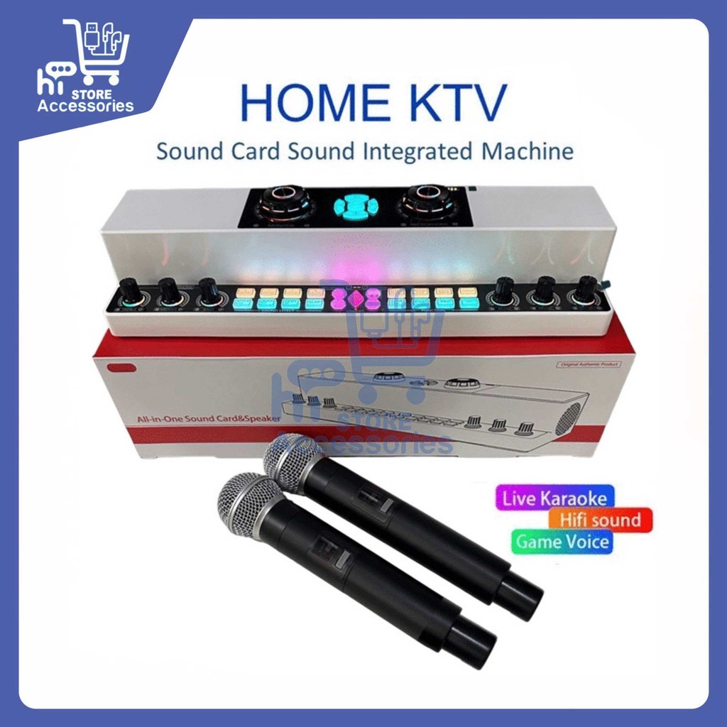 HSA - Home Ktv Speaker Bluetooth Y6 2 Mic Live Streaming Soundcard Portable Outdoor Spk Wireless