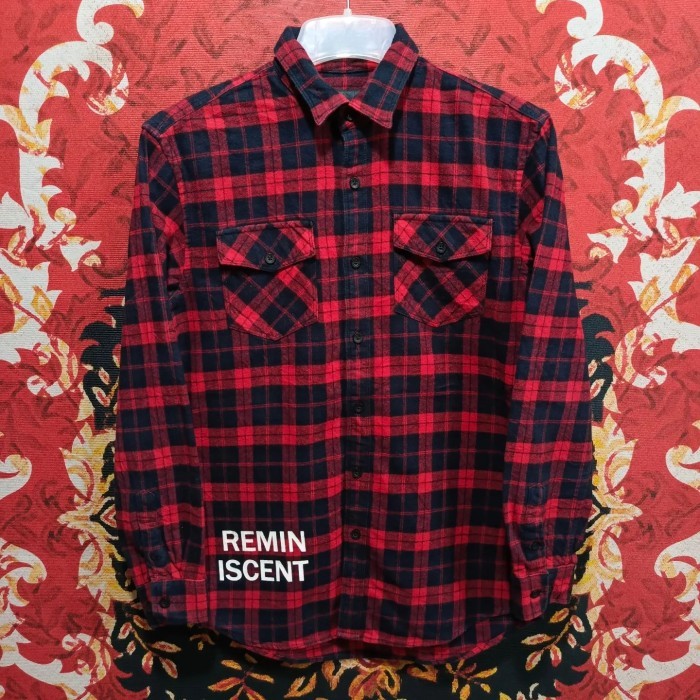 Flanel / kemeja panjang TBJ NEARBY merah kotak-kotak murah bagus size M ( P 75cm L 51cm)