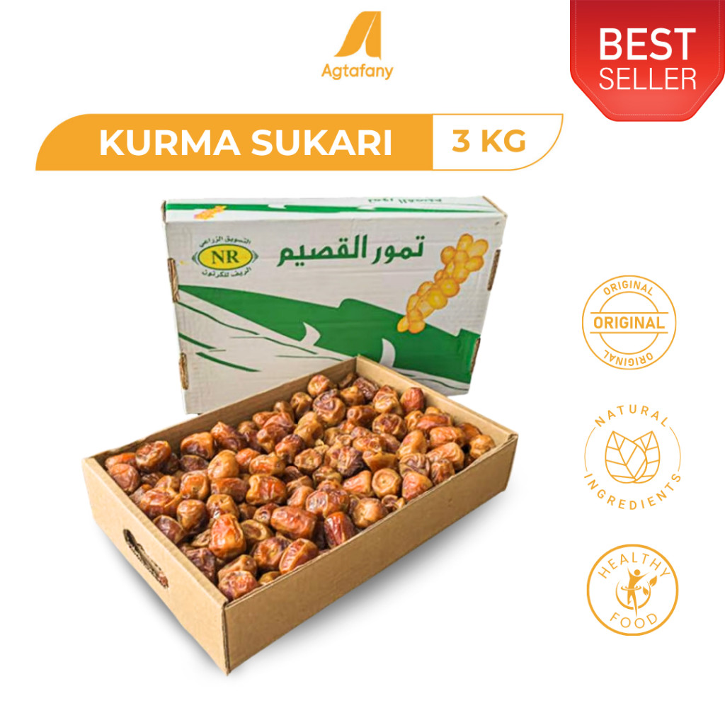 

Kurma Sukari Dus 3 Kg | Kurma Raja Sukkari Dates Basah Lembut Quality Premium Oleh-Oleh Haji Umroh