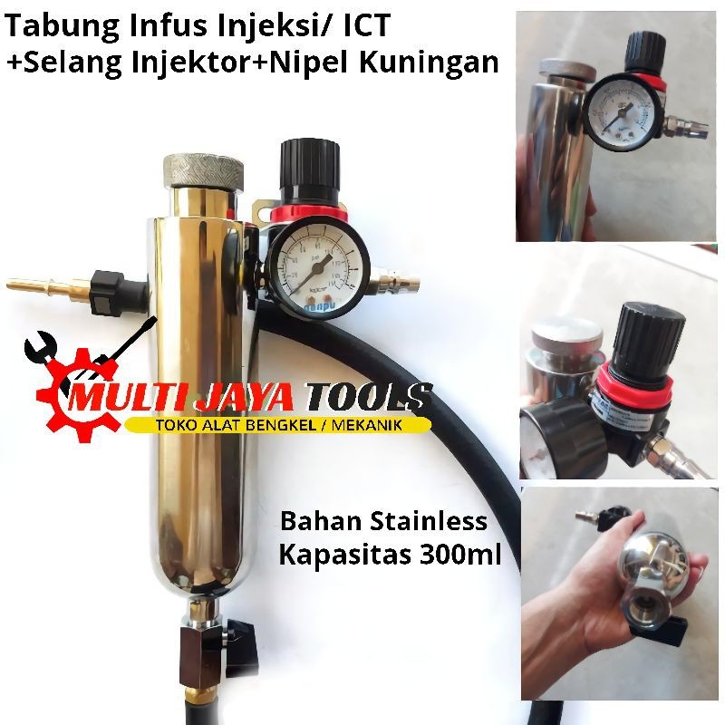 Tabung Infus Injeksi Bahan Stainless 400ml | Alat Cek Injeksi | Alat Servis Injeksi Motor - Mobil