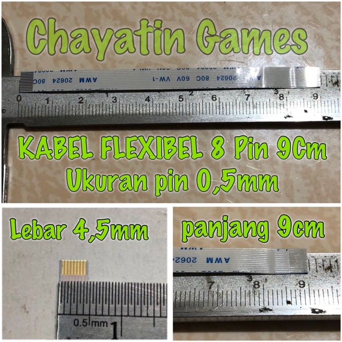 Kabel Flexibel 8 Pin Searah Halus Panjang 9 cm Ukuran Pin 0,5 mm