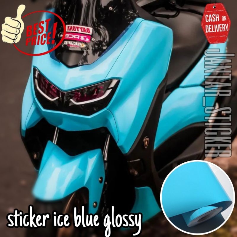 Sticker scotlite ice blue glossy stiker motor biru langit skotlet motor biru muda glossy stiker skot