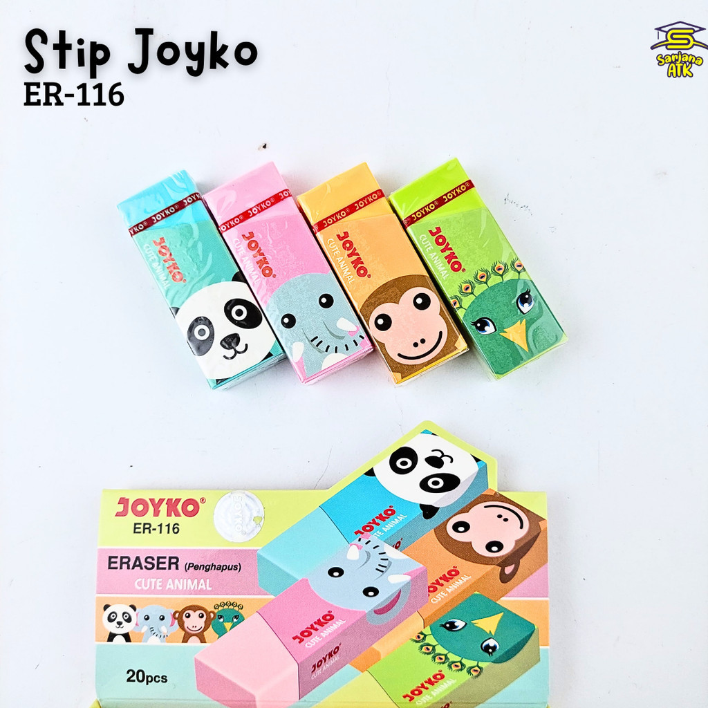 

(1 Pcs) Penghapus Pensil / Eraser Pencil / Penghapus Pensil Joyko ER-116 Warna Cute Animal