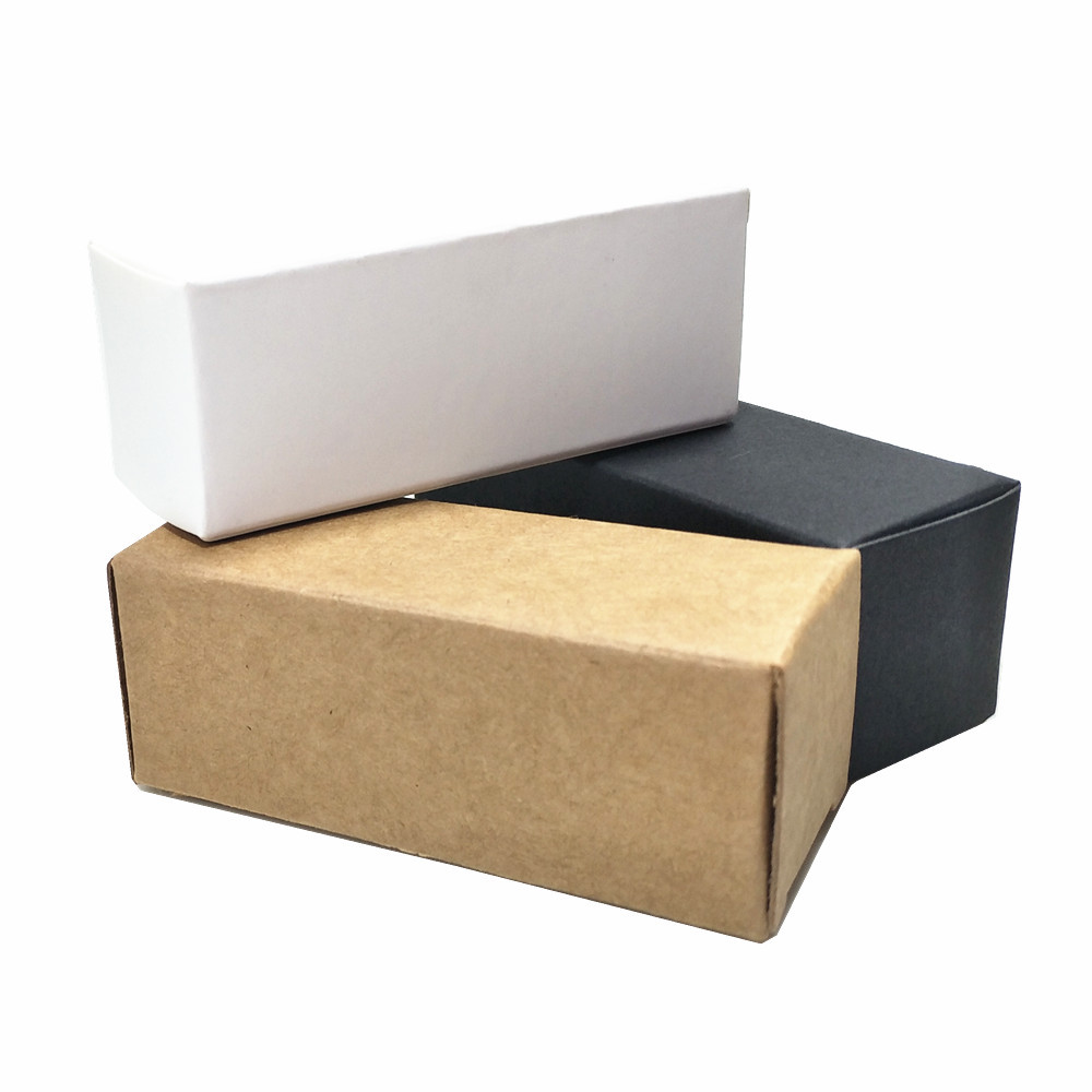 

100Pcs/lot White Black Brown Kraft Paper DIY Crafts Packing Box Paperboard Package Box Small Perfume Bottle Foldable Pack Box