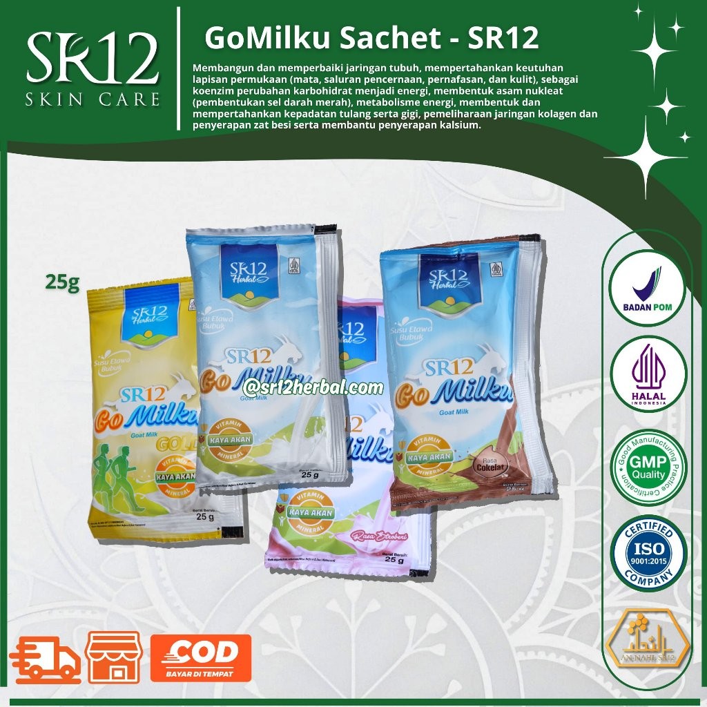 

GoMilku SR12 Sachet (25gr/sachet) / Susu Kambing Etawa / Meningkatkan Kesehatan Tubuh Kaya Manfaat Gita Store