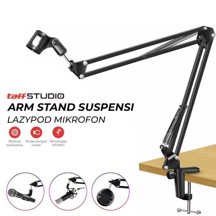 

Arm Stand Suspensi Mikrofon Scissor Lazypod Aluminium - NB-35 TaffSTUDIO - Hitam
