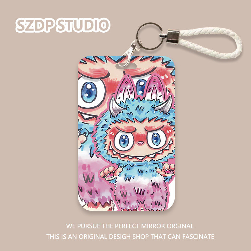 

ID CARD Pola tempelan Labubu setan grafiti kartun Korea, penutup pelindung gantungan kunci terintegrasi kawaii lucu, penutup pelindung kartu bank, kartu ID, penutup pelindung kartu bus