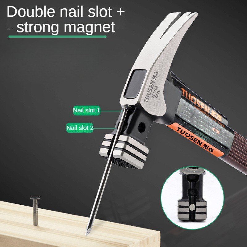 Multifunction Claw Hammer Woodworking Tools Magnetic Hammer Round/Square Head Striking Surface Nail 