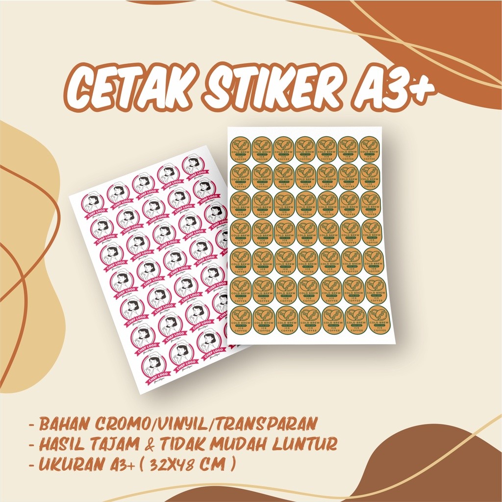 

STIKER A3+/STIKER LABEL/STIKER MAKANAN/STIKER CROMO, VINYL & TRANSPARAN/STIKER LABEL CUTTING By SindikatStiker