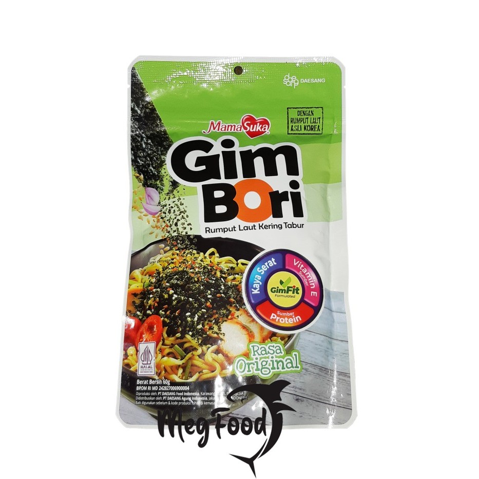 

Mamasuka Gim Bori Rasa Original Rumput Laut Kering Tabur 60 Gram