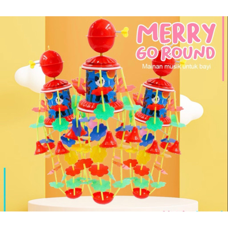 (MGS) Mainan Anak Merry Go Round Bayi Mainan Gantung Musik Putar Warna Warni Baby Newborn Musical To