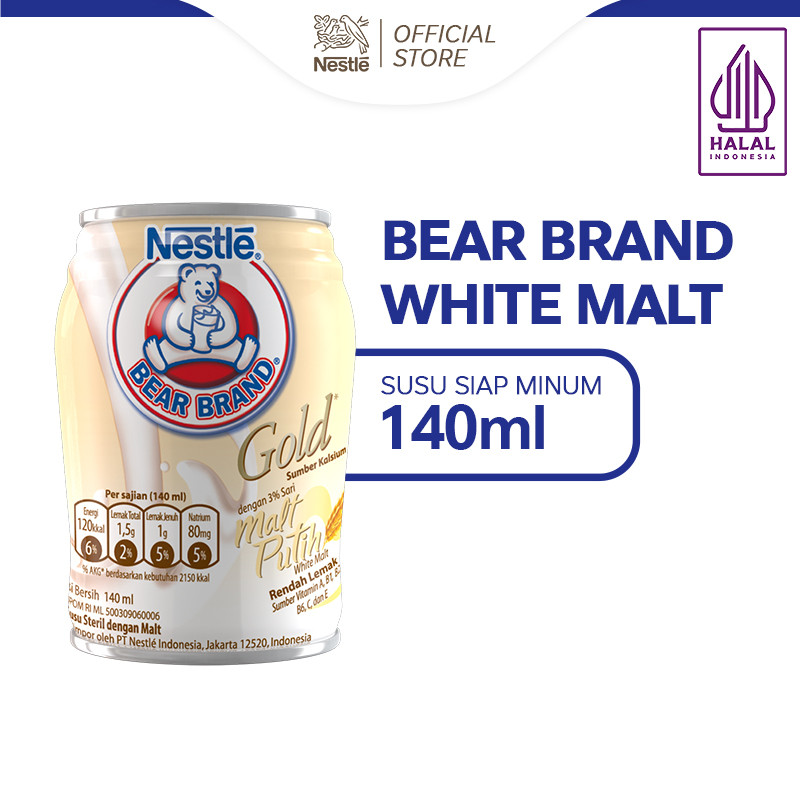 

Bear Brand Susu Kaleng Gold White Malt Susu Steril 140 mL