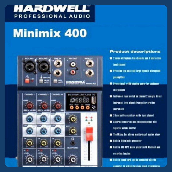 Mixer Audio Hardwell Minimix 400 / MINIMIX400 Audio Mixer Karaoke USB Bluetooth Original