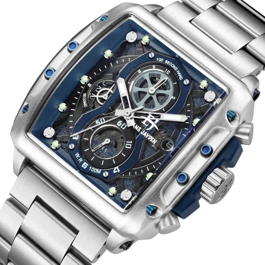 Evans Jayden Jam Tangan Pria 9550 Rantai Stainless Steel Chronograph Water Resistant