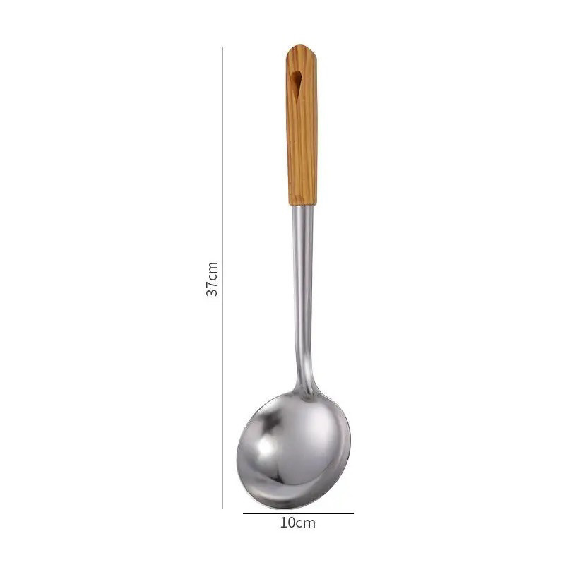 SOP Irus Gagang Kayu Jumbo Panjang /Centong Sayur Besar/ Irus Sayur Stainless Steel Tebal Anti Panas