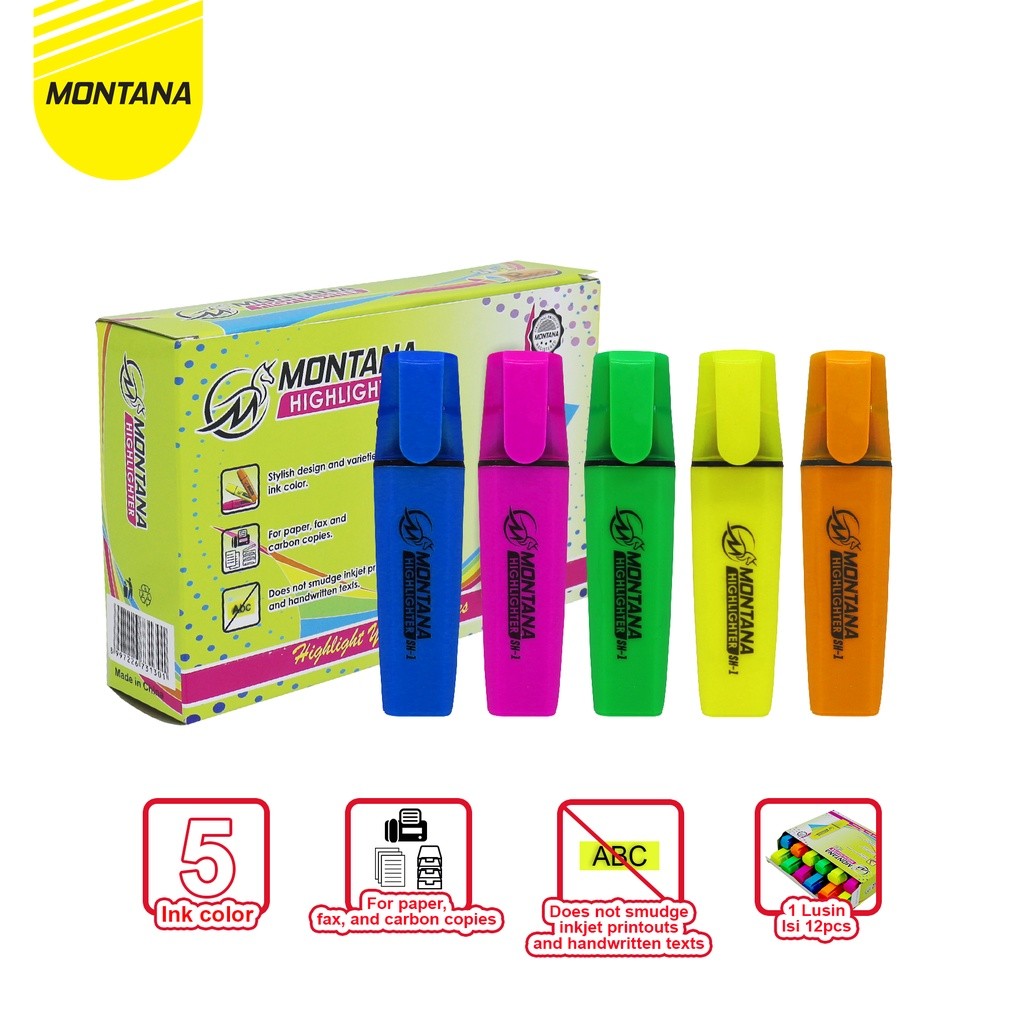 

MONTANA Highlighter Stabilo 12 Pcs Color Marker Penanda Berwarna SH-1