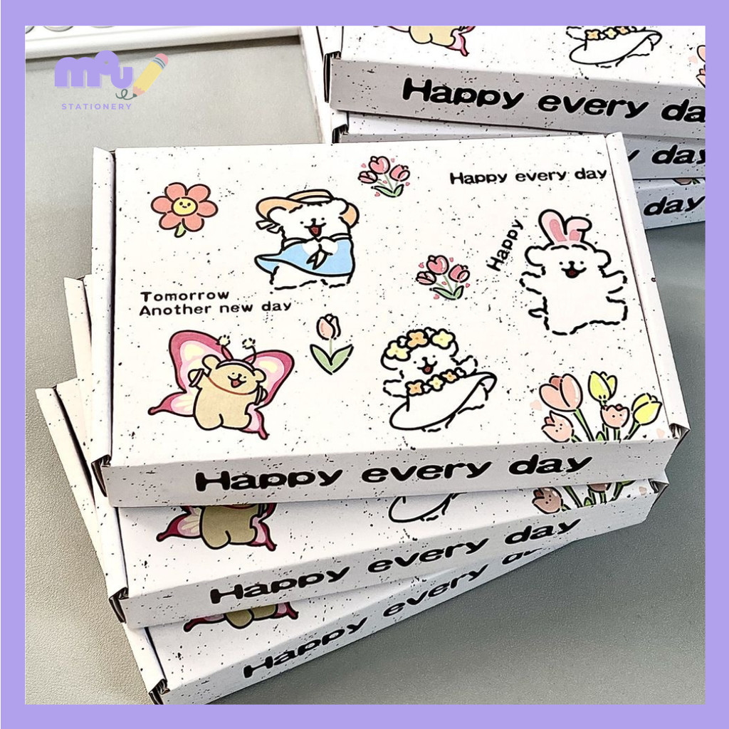 

[MOUMOU] Kardus Ukuran 20x13x3 White Happy Animal Box Packaging / Kotak Kado Aesthetic Motif Hewan Lucu/ Kado Hampers/ Box Die Cut/ Kotak Souvenir Pink