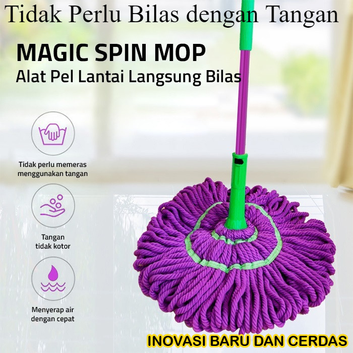 Alat Pel Lantai Magic Spin Mop Putar Otomatis TANPA PERAS TANGAN | Magic Twist Mop Praktis Putar 360
