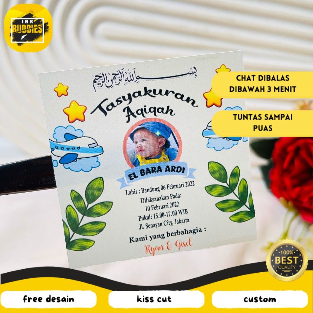 

INB 2-4 Cetak Stiker Tasyakuran Aqiqah Bayi Sticker Syukuran Qiqah Ikkah Iqqah Anak Bentuk Kotak