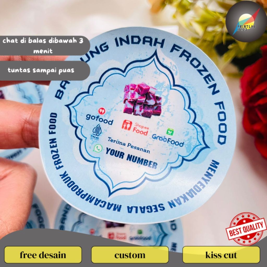 

PrintLab 2-4 Sticker Vinyl Frozen Food Label Anti Air Makanan Beku Free Desain Custom Nama Murah