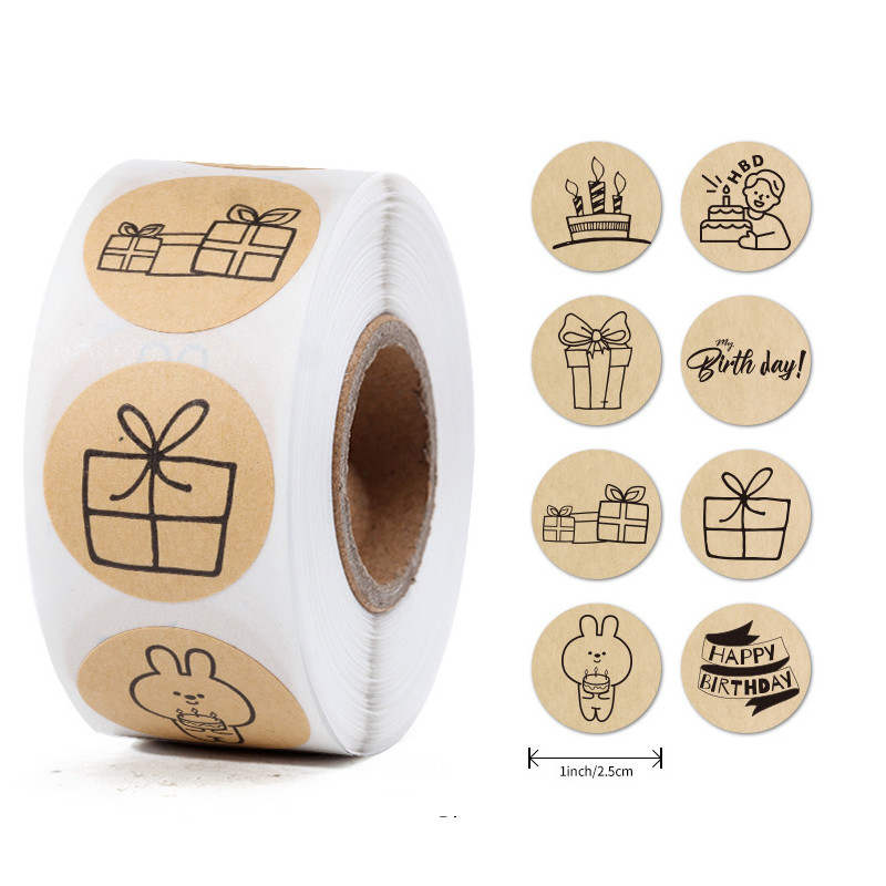 

50-500pcs 1Inch Stickers Happy Birthday Self-adhesive Labels Cartoon Balloons Handmade Sticker Label Scrapbooking Vintage