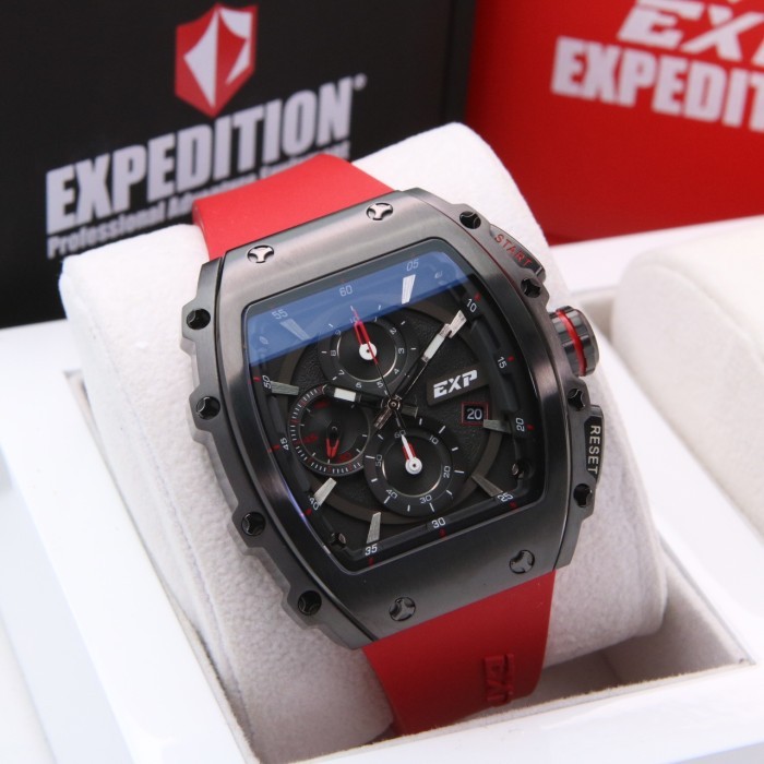 JAM TANGAN PRIA EXPEDITION E6846 / E 6846 BLACK RED. ORIGINAL