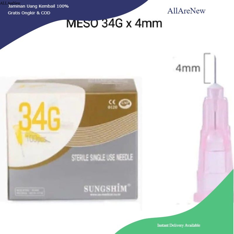 [AllAreNew] jarum meso 34G x 4mm 30Gx4mm 32Gx4mm jarum mesogun sungshim 34Gx4mm skin booster injeksi