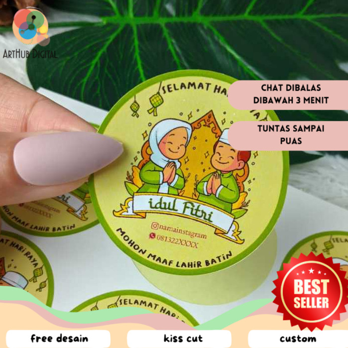 

AHD 5-8 Cetak Sticker Label Bulat Idul Fitri Stiker Lebaran Toples Label Kue Kering Cookies