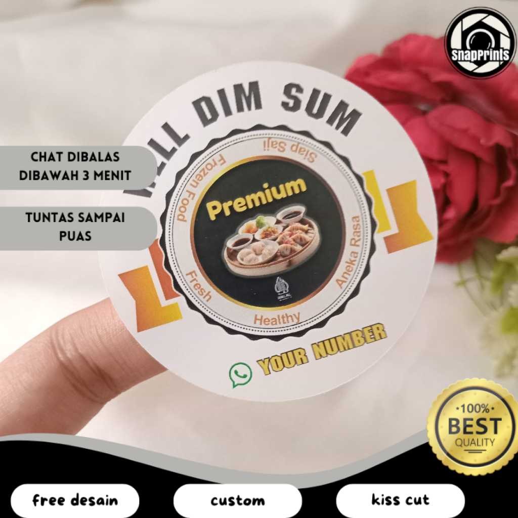 

SP 2-4 Sticker Label Bulat Dimsum Stiker Makanan Free Desain Dimsum Custom Chromo Uk.Kecil