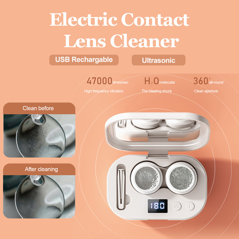 Electric Contact Lens Cleaner Portable USB Reargable Ultrasonic Contact Lens Cleaner High Frequency 