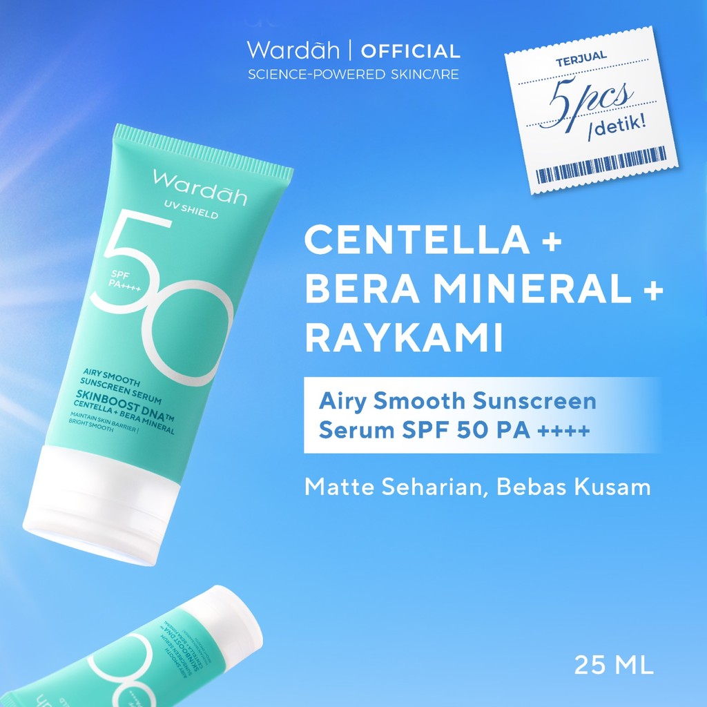 Wardah UV Shield Airy Smooth Sunscreen Serum SPF 50 PA++++ - Sunscreen matte dan ringan