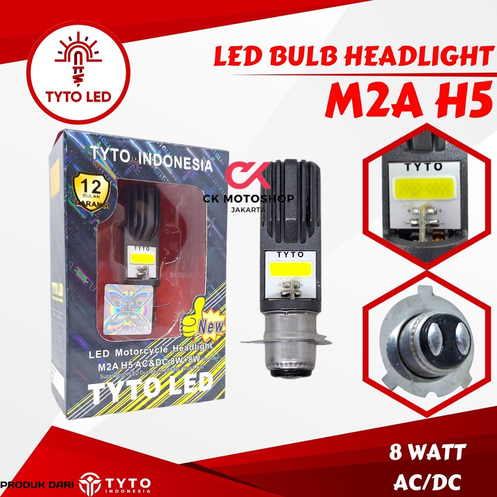 Lampu Utama Motor 8Watt Ac Dc Waterproof - TYTO M2A H5