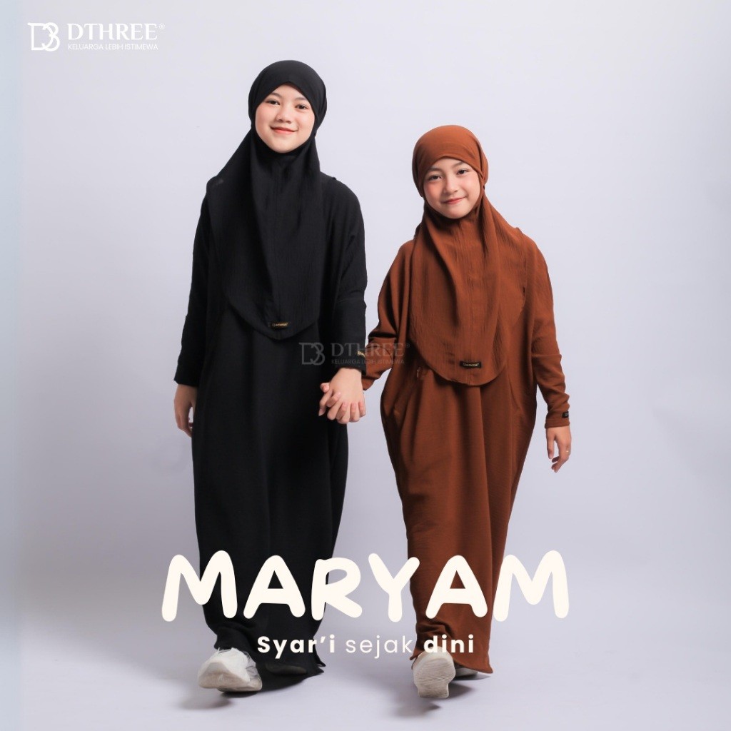 Abaya Anak Maryam Series ( Nespresso & Hitam ) Set Kids Syari Baju Gamis Anak Perempuan