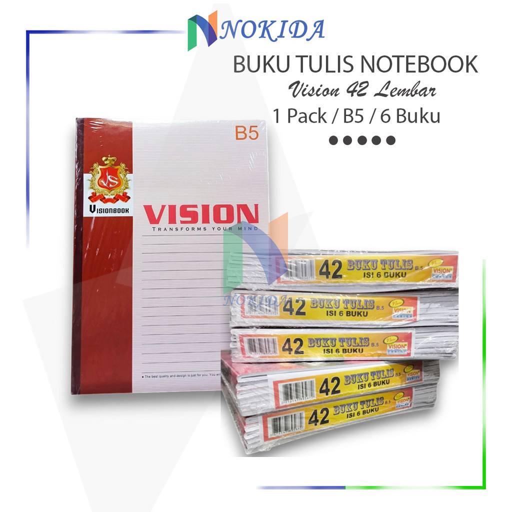 

Nokida Buku Tulis Sekolah Vision 42 Lembar [1 Pack/6 Buku] / Peralatan Alat Tulis / Buku Catatan Harian 1 Pak / Write Book 42Lembar B5