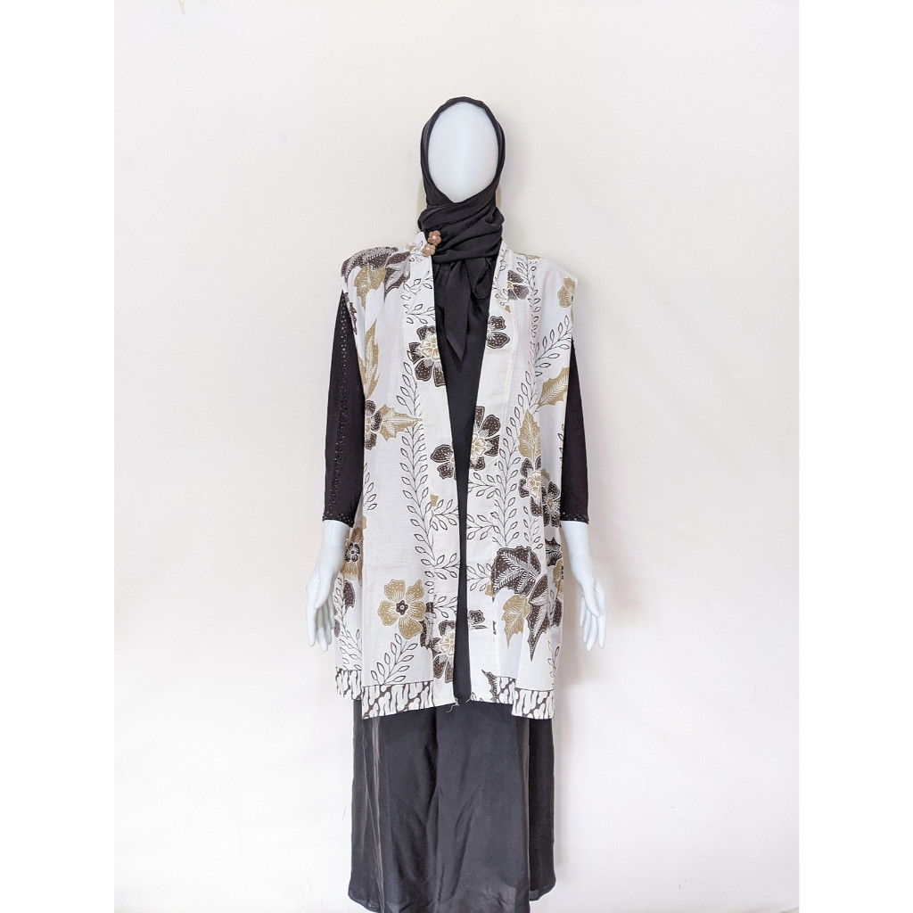 Cardigan Batik Tanpa Lengan Wanita Modern Vest Outer Batik Vest Cardi Long Outer Batik Modern Cardig