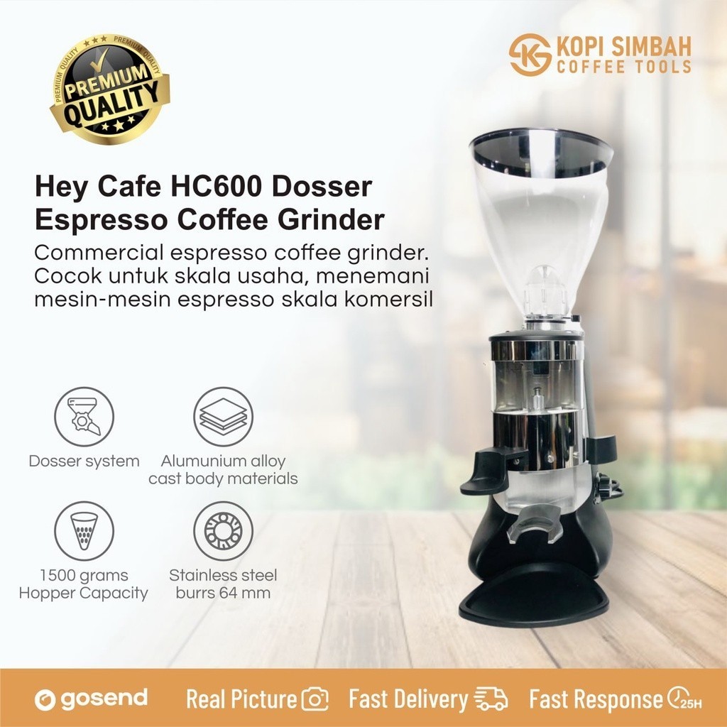 Commercial Electric Coffee Grinder HEYCAFE HC600S Doser Alat Mesin Penggiling Biji Kopi Komersil Hey