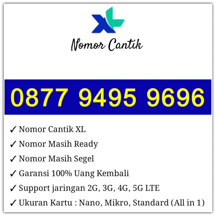 Spesial Kartu Perdana Nomor Cantik XL 0877 9495 9696