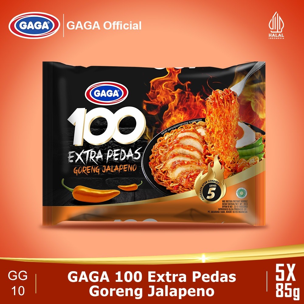 

GAGA 100 Extra Pedas Goreng Jalapeno 85g 5 Pcs (GG10)